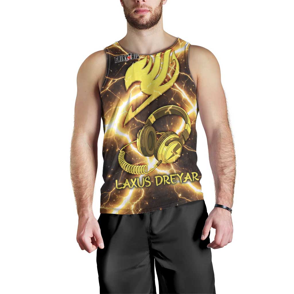 Laxus Dreyar Fairy Tail Men Tank Top Lightning Dragon Anime Style with Electric Surge Visuals