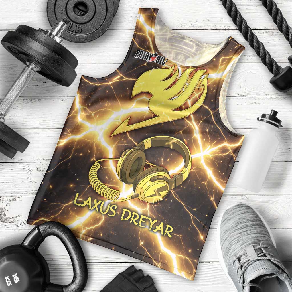 Laxus Dreyar Fairy Tail Men Tank Top Lightning Dragon Anime Style with Electric Surge Visuals