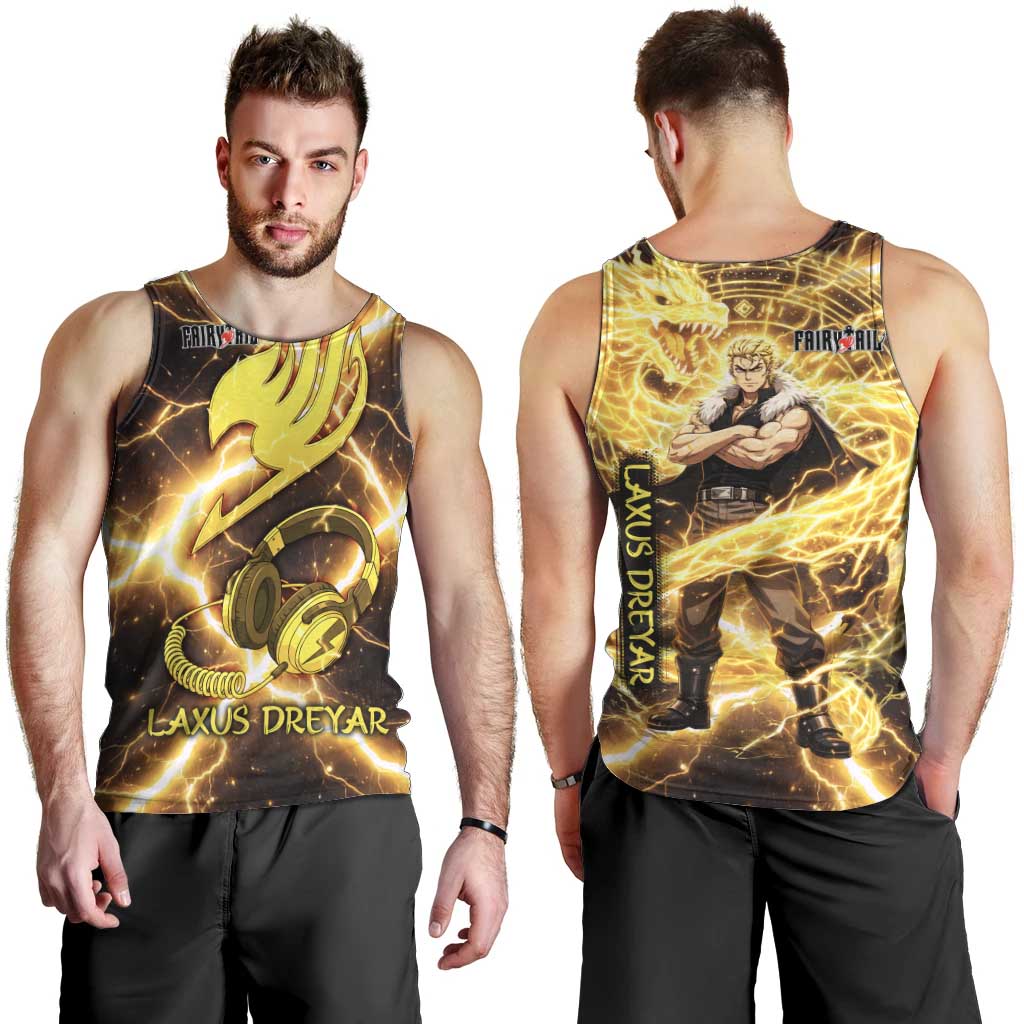 Laxus Dreyar Fairy Tail Men Tank Top Lightning Dragon Anime Style with Electric Surge Visuals