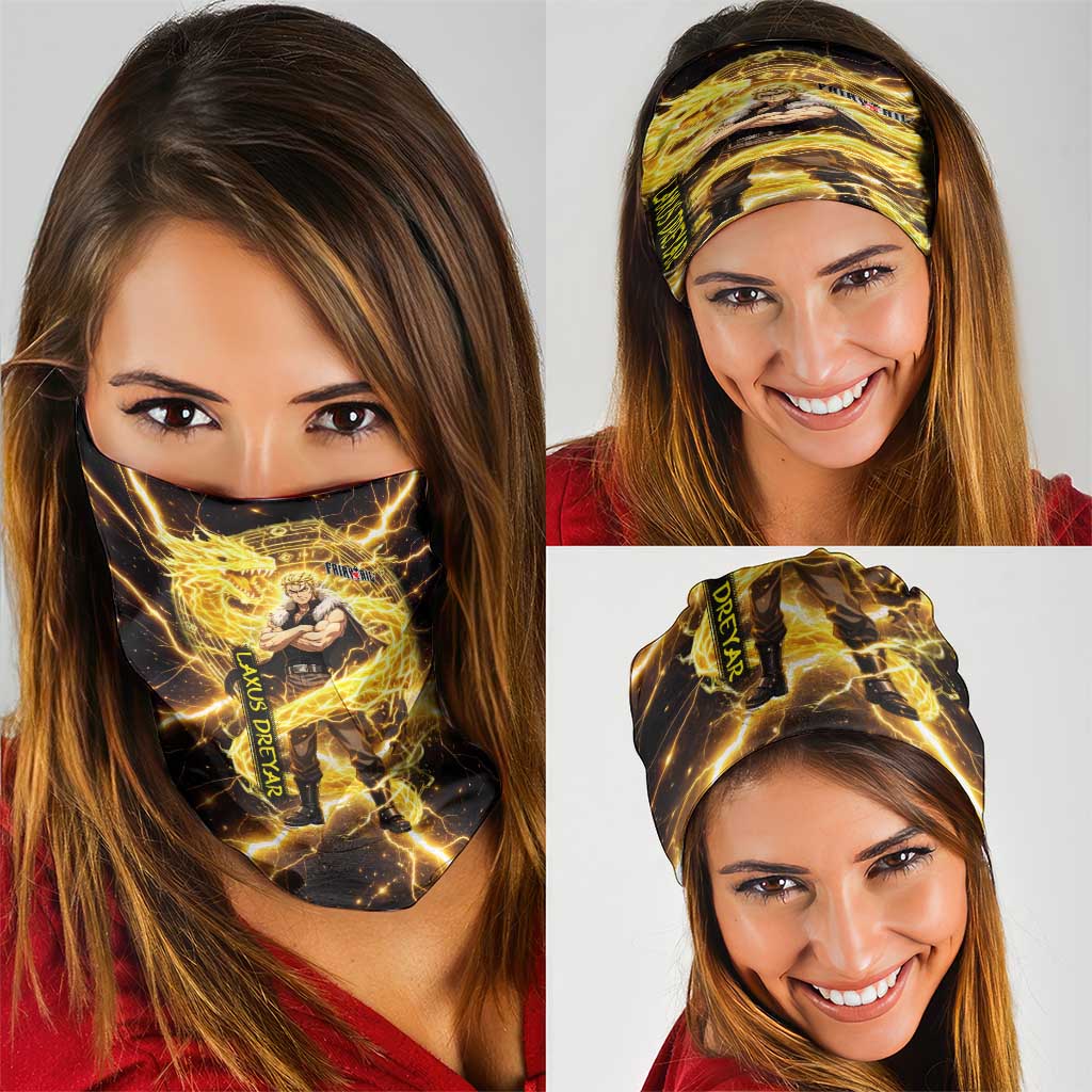 Laxus Dreyar Fairy Tail Neck Gaiter Lightning Dragon Anime Style with Electric Surge Visuals