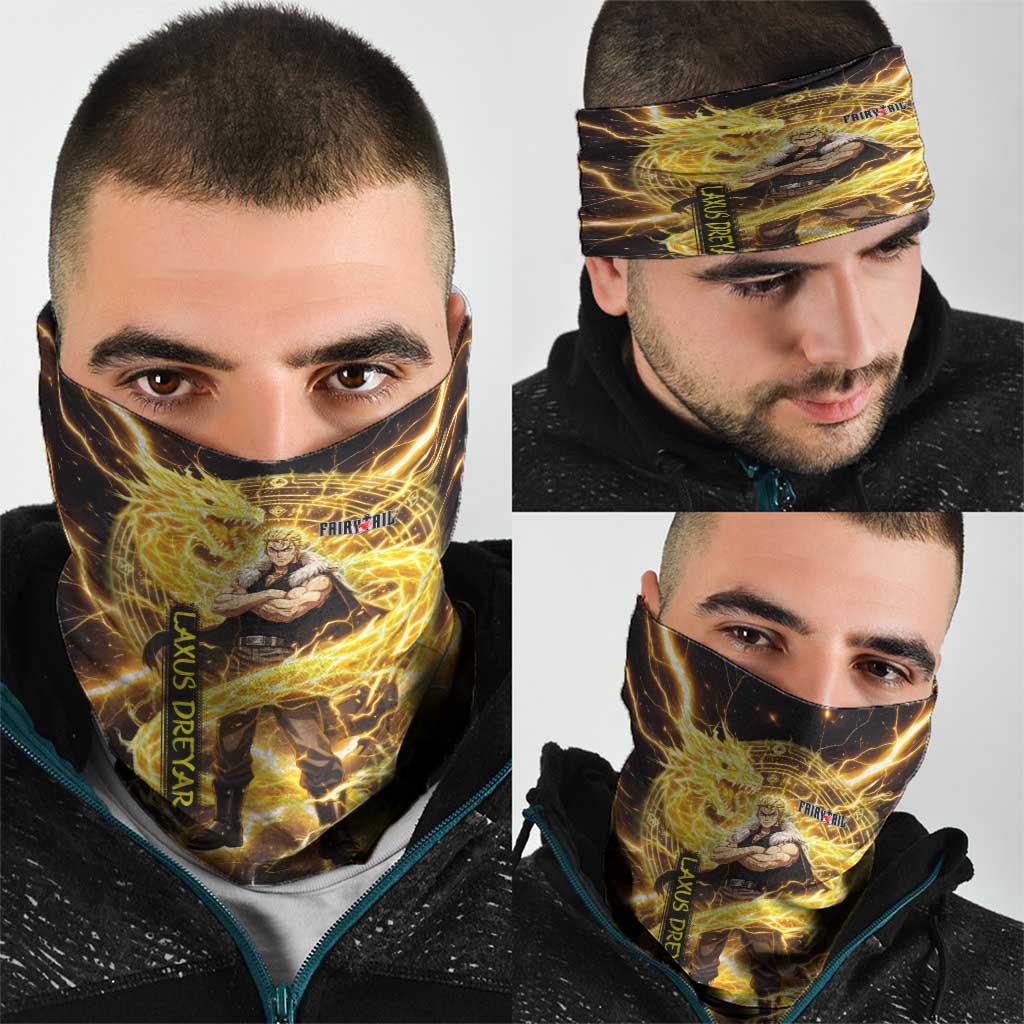 Laxus Dreyar Fairy Tail Neck Gaiter Lightning Dragon Anime Style with Electric Surge Visuals