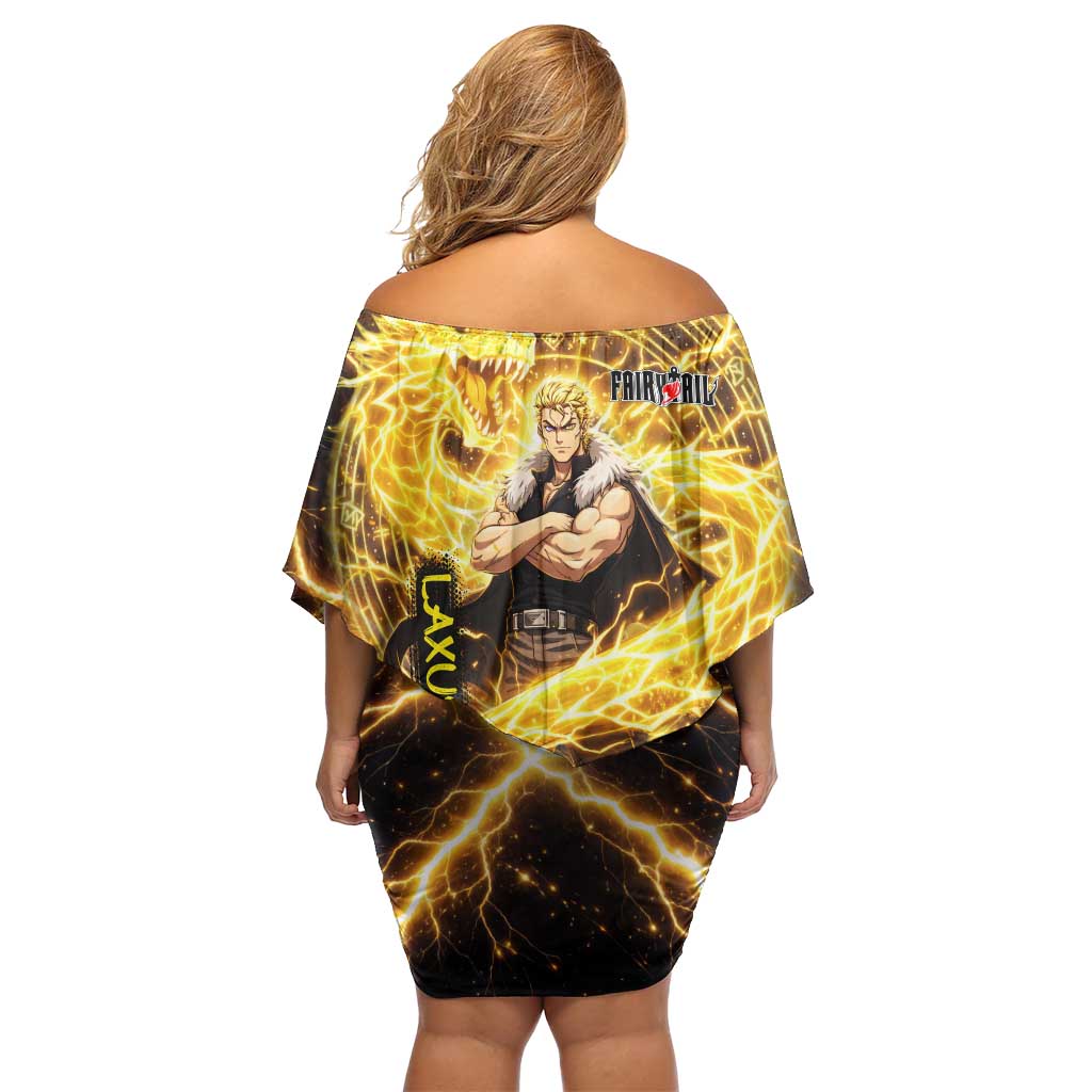 Laxus Dreyar Fairy Tail Off Shoulder Short Dress Lightning Dragon Anime Style with Electric Surge Visuals