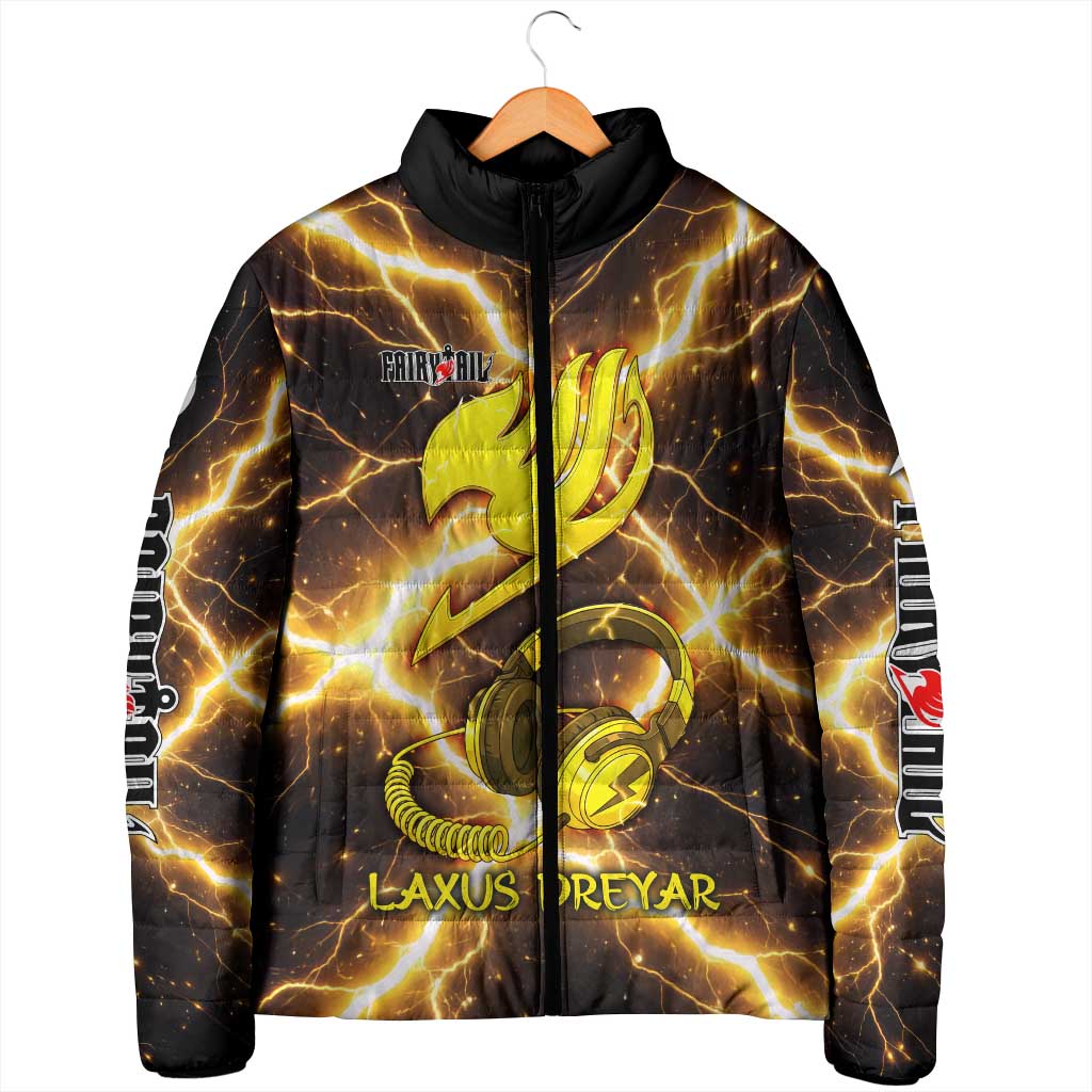 Laxus Dreyar Fairy Tail Padded Jacket Lightning Dragon Anime Style with Electric Surge Visuals