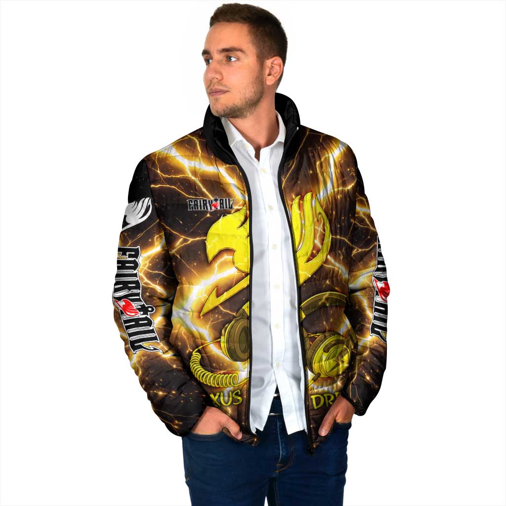 Laxus Dreyar Fairy Tail Padded Jacket Lightning Dragon Anime Style with Electric Surge Visuals