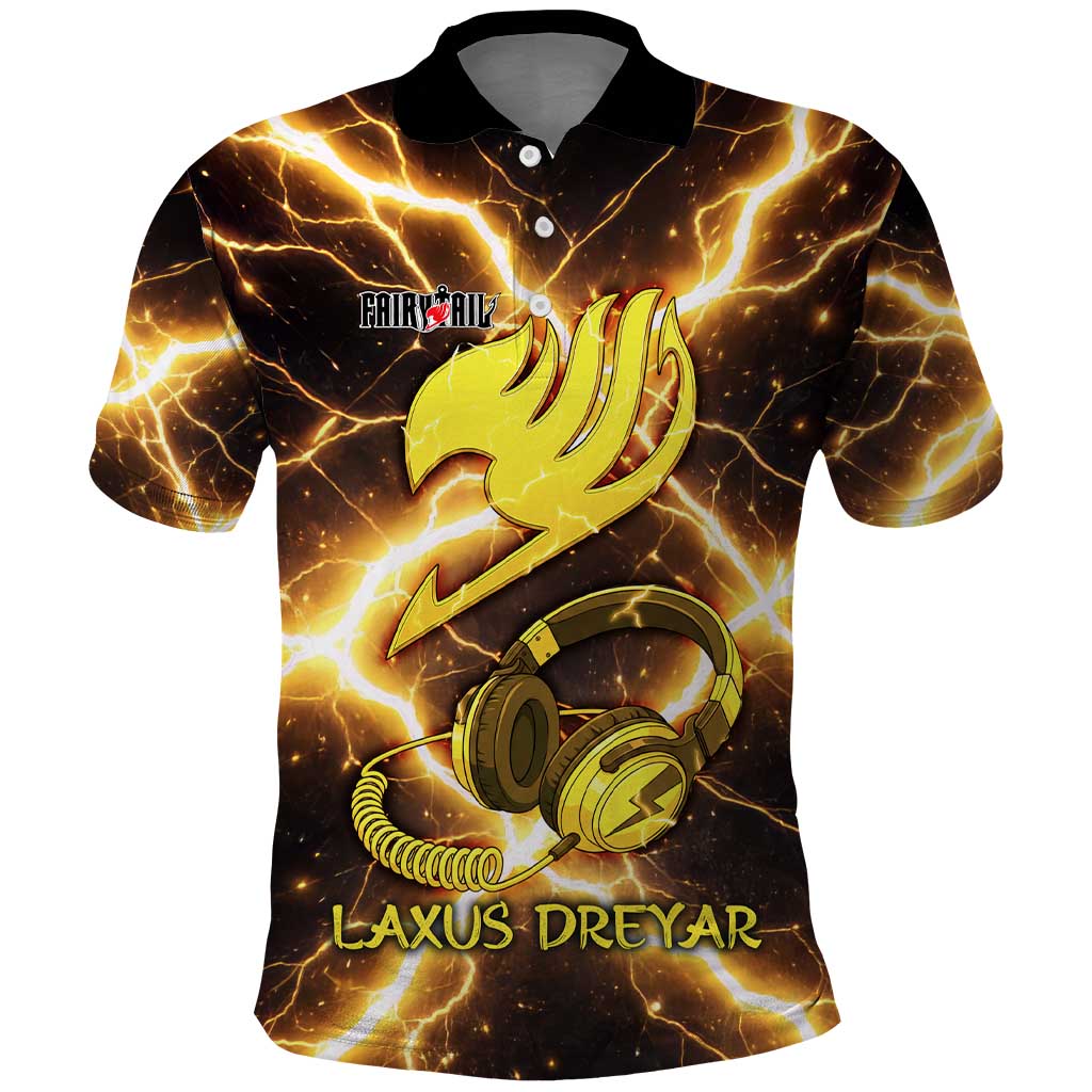 Laxus Dreyar Fairy Tail Polo Shirt Lightning Dragon Anime Style with Electric Surge Visuals