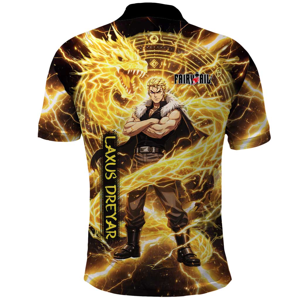 Laxus Dreyar Fairy Tail Polo Shirt Lightning Dragon Anime Style with Electric Surge Visuals
