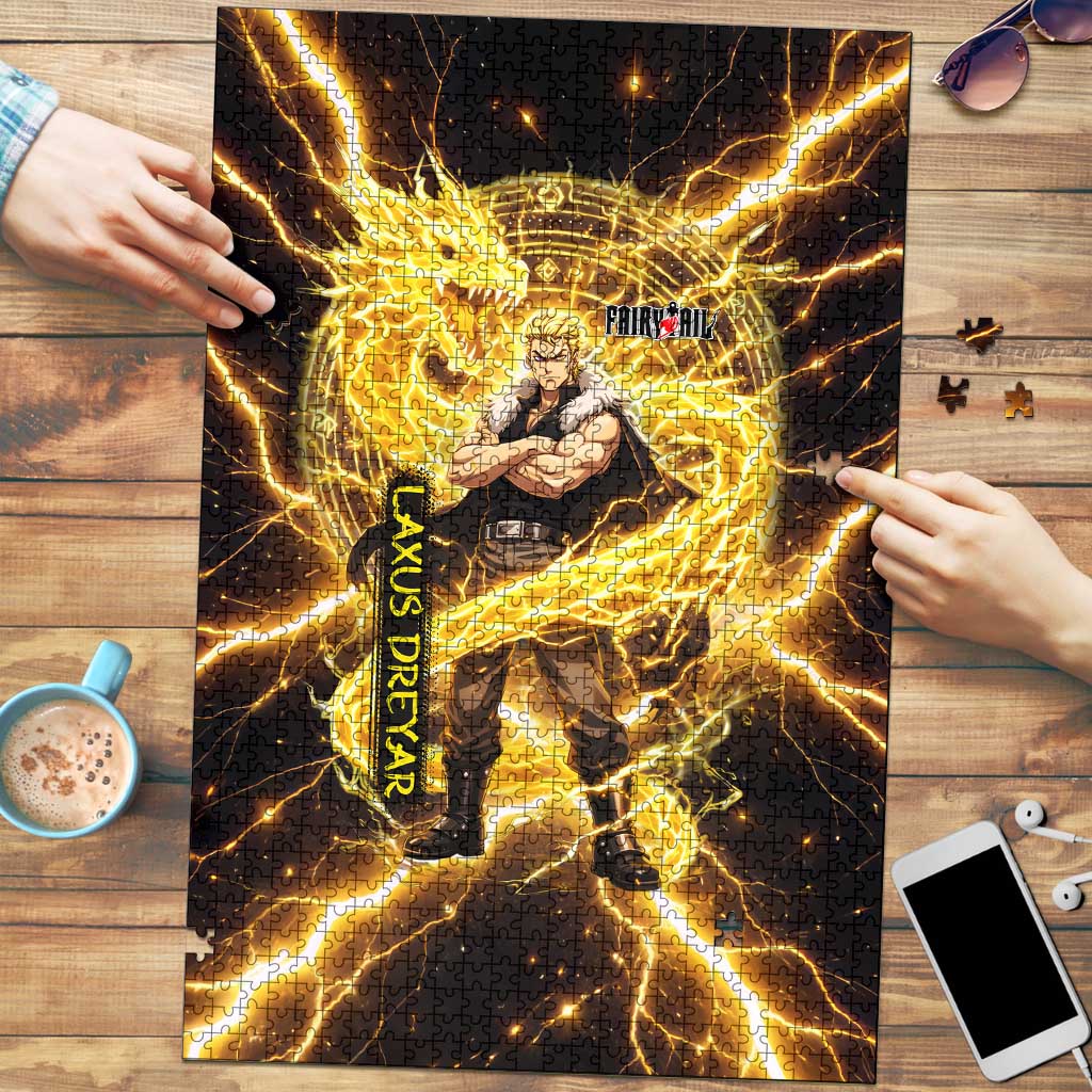 Laxus Dreyar Fairy Tail Puzzle Lightning Dragon Anime Style with Electric Surge Visuals