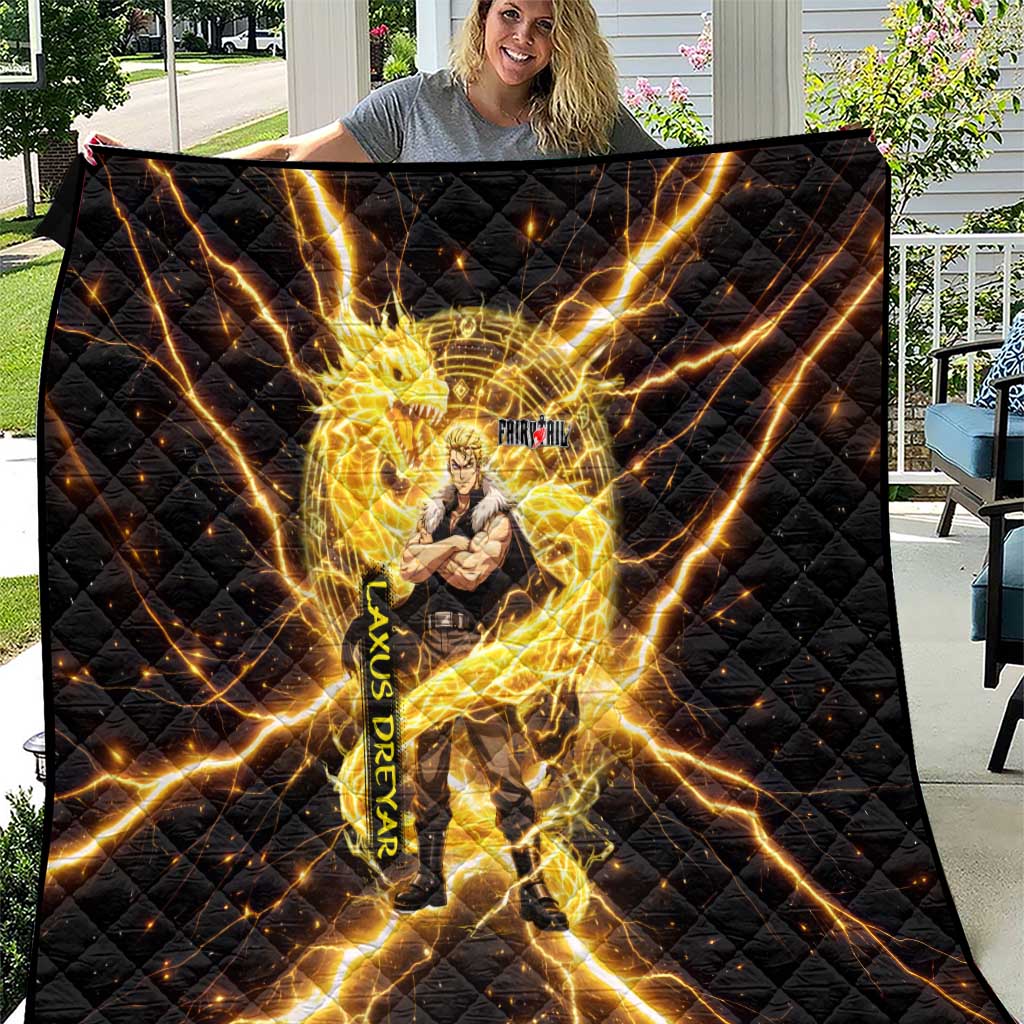 Laxus Dreyar Fairy Tail Quilt Lightning Dragon Anime Style with Electric Surge Visuals