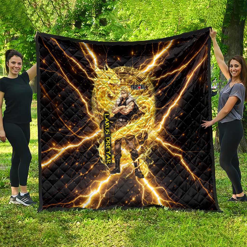 Laxus Dreyar Fairy Tail Quilt Lightning Dragon Anime Style with Electric Surge Visuals