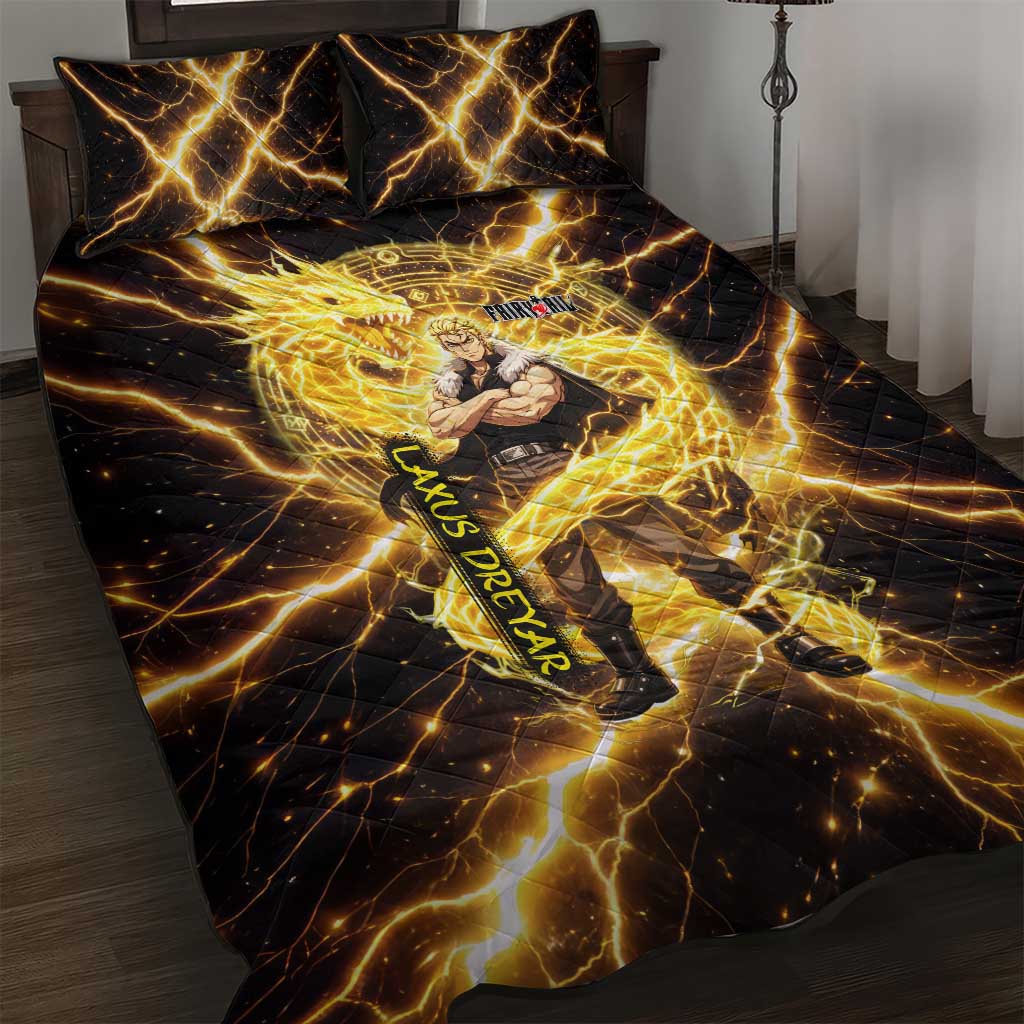 Laxus Dreyar Fairy Tail Quilt Bed Set Lightning Dragon Anime Style with Electric Surge Visuals