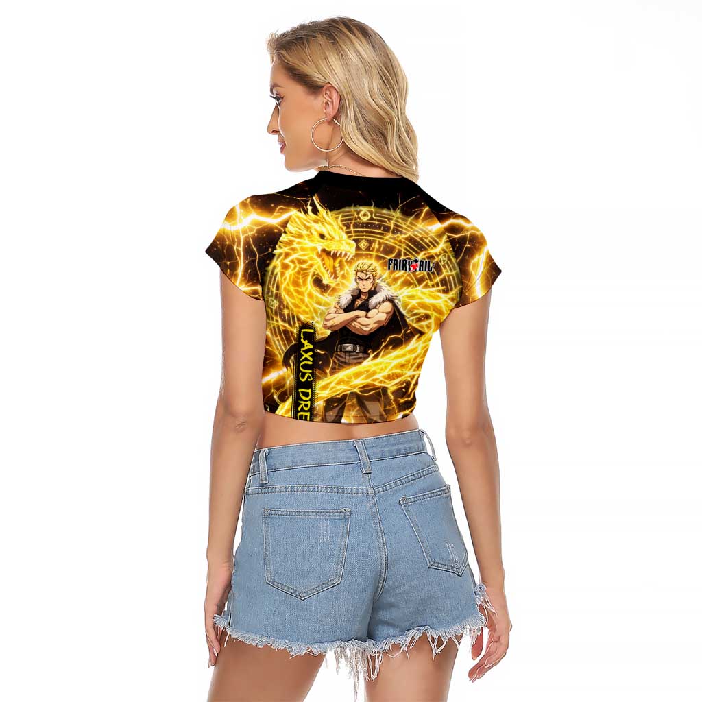 Laxus Dreyar Fairy Tail Raglan Cropped T Shirt Lightning Dragon Anime Style with Electric Surge Visuals