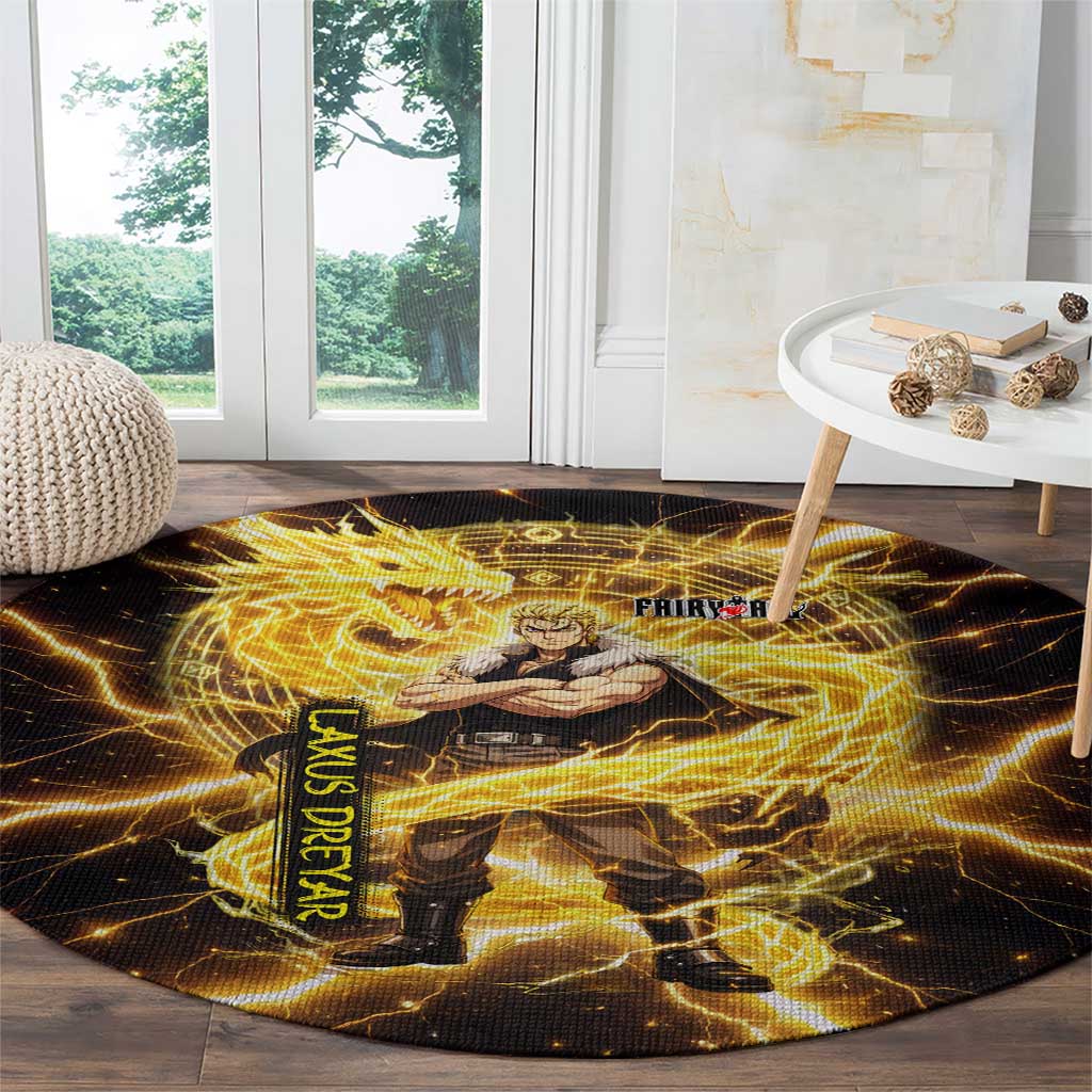 Laxus Dreyar Fairy Tail Round Carpet Lightning Dragon Anime Style with Electric Surge Visuals