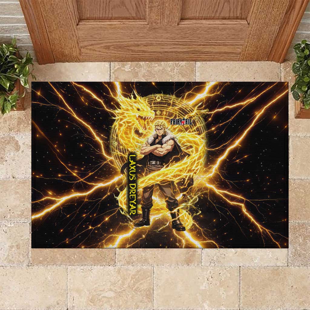 Laxus Dreyar Fairy Tail Rubber Doormat Lightning Dragon Anime Style with Electric Surge Visuals