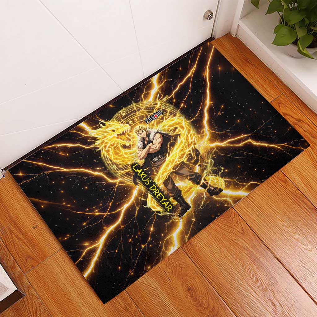 Laxus Dreyar Fairy Tail Rubber Doormat Lightning Dragon Anime Style with Electric Surge Visuals