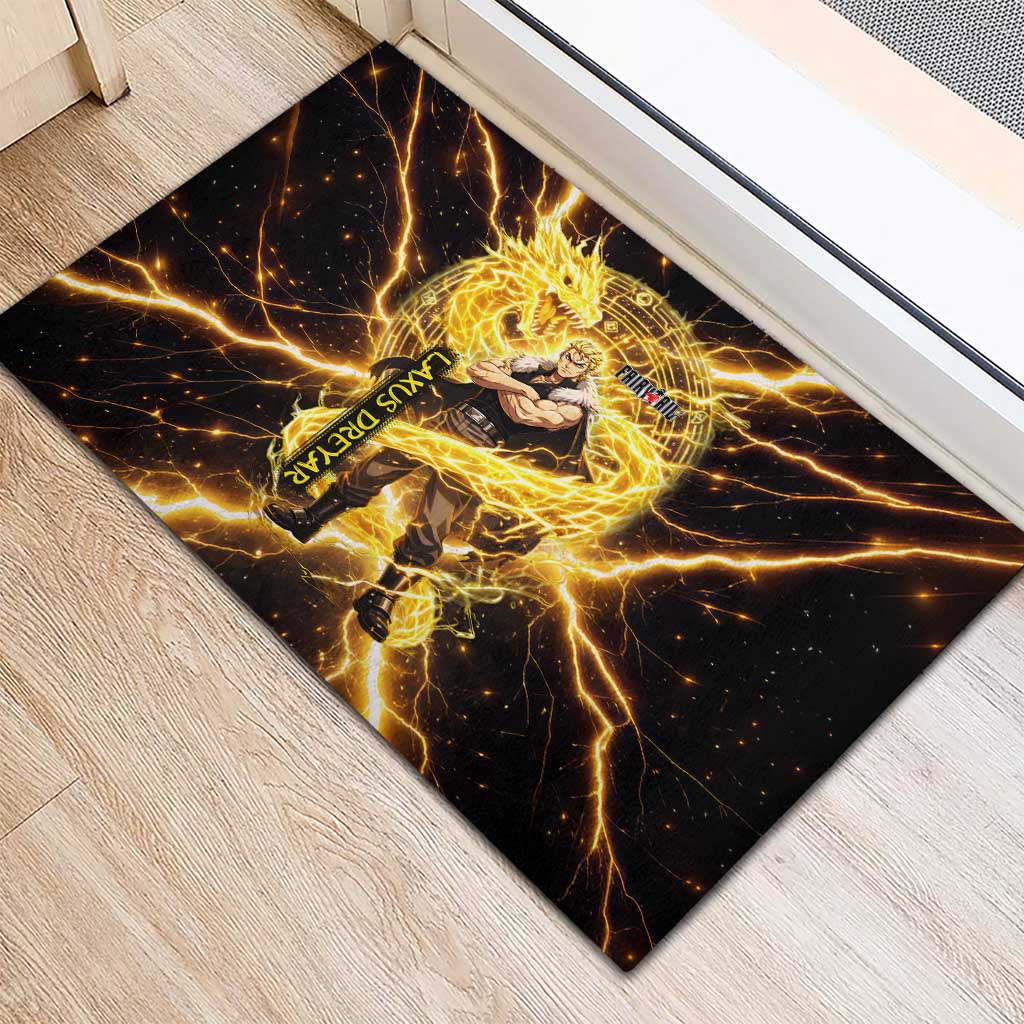 Laxus Dreyar Fairy Tail Rubber Doormat Lightning Dragon Anime Style with Electric Surge Visuals