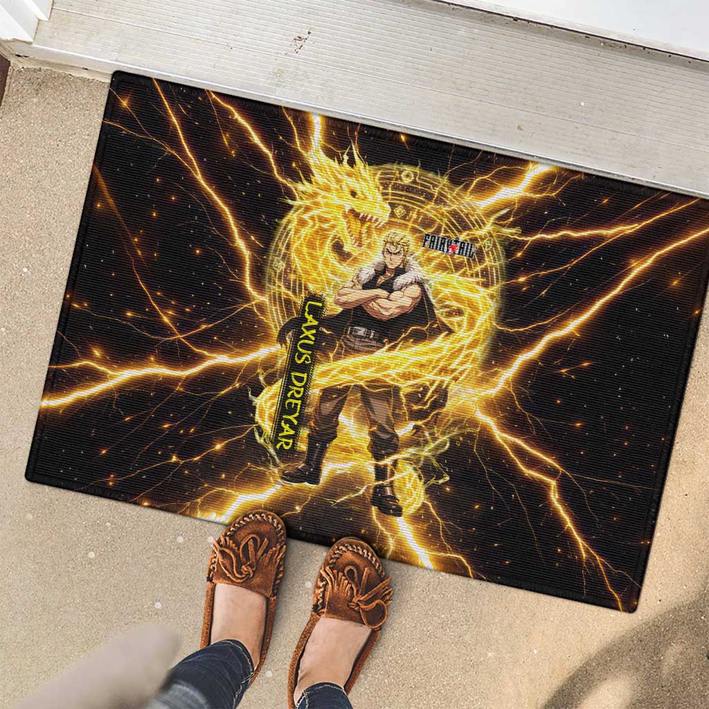 Laxus Dreyar Fairy Tail Rubber Doormat Lightning Dragon Anime Style with Electric Surge Visuals