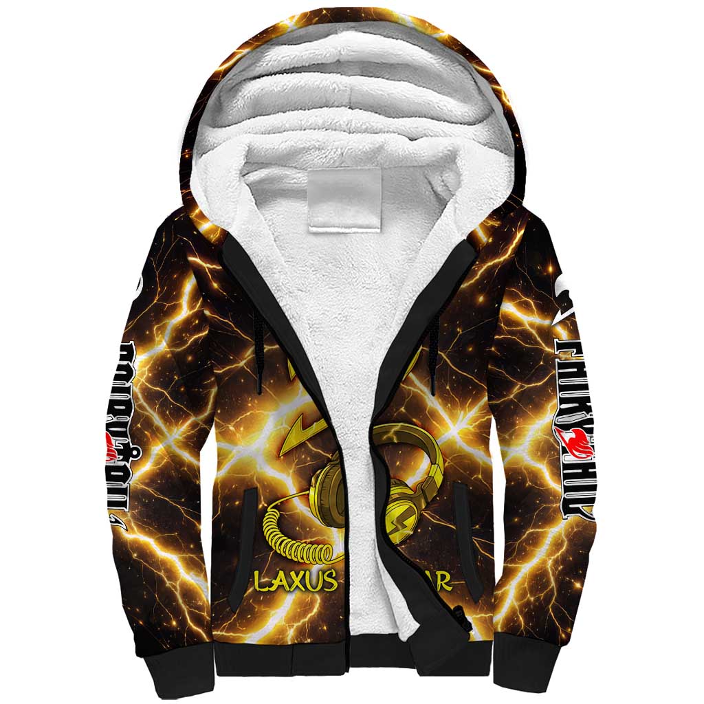 Laxus Dreyar Fairy Tail Sherpa Hoodie Lightning Dragon Anime Style with Electric Surge Visuals
