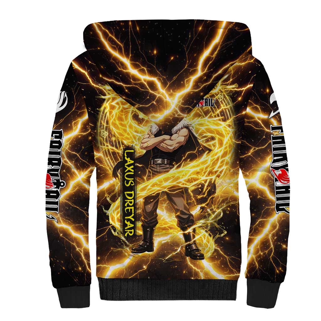 Laxus Dreyar Fairy Tail Sherpa Hoodie Lightning Dragon Anime Style with Electric Surge Visuals
