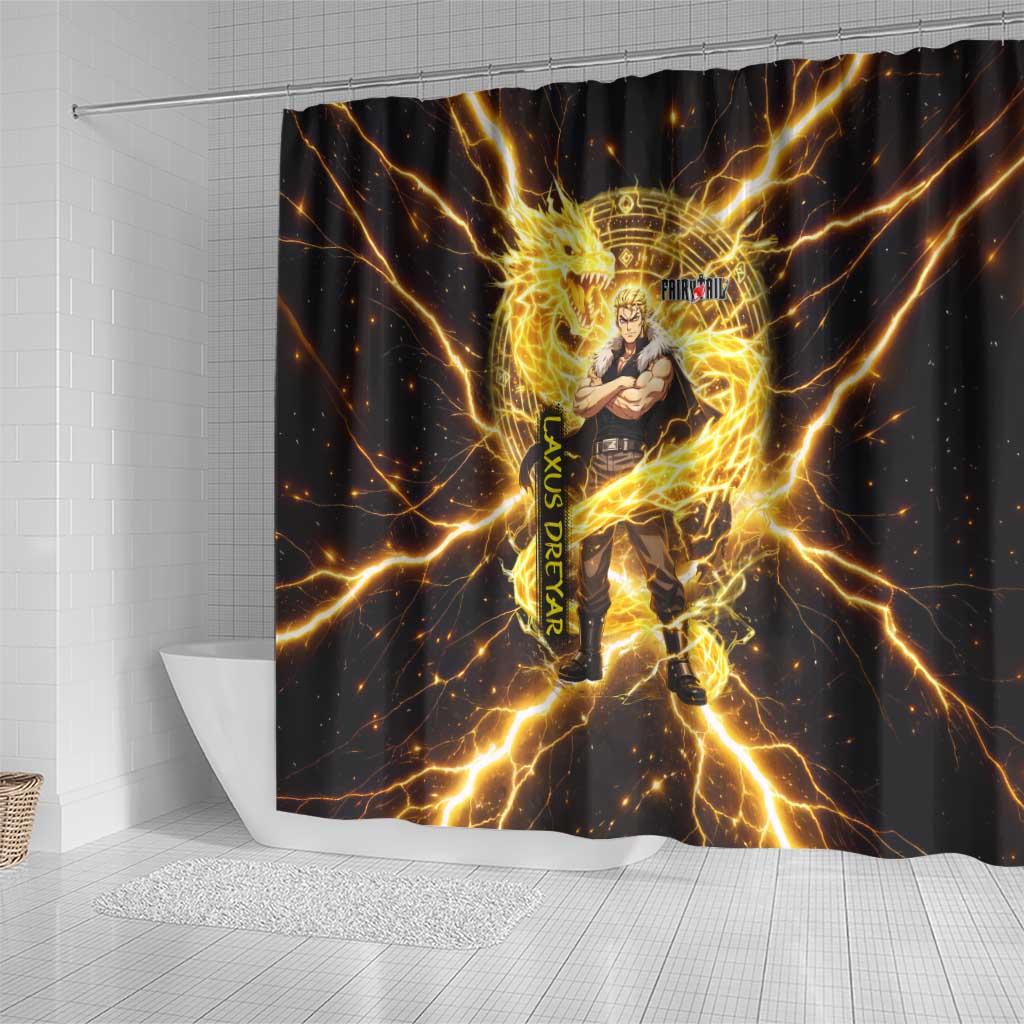 Laxus Dreyar Fairy Tail Shower Curtain Lightning Dragon Anime Style with Electric Surge Visuals