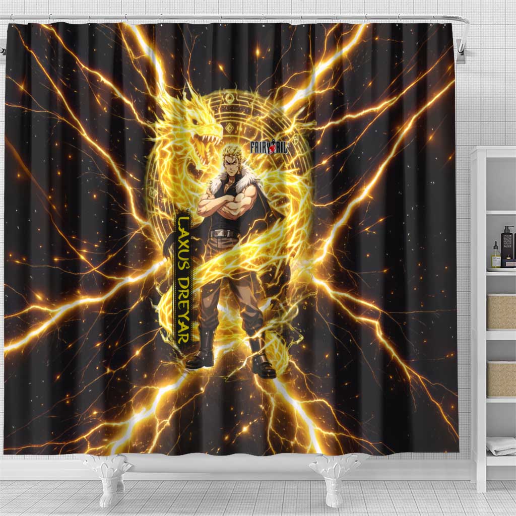 Laxus Dreyar Fairy Tail Shower Curtain Lightning Dragon Anime Style with Electric Surge Visuals