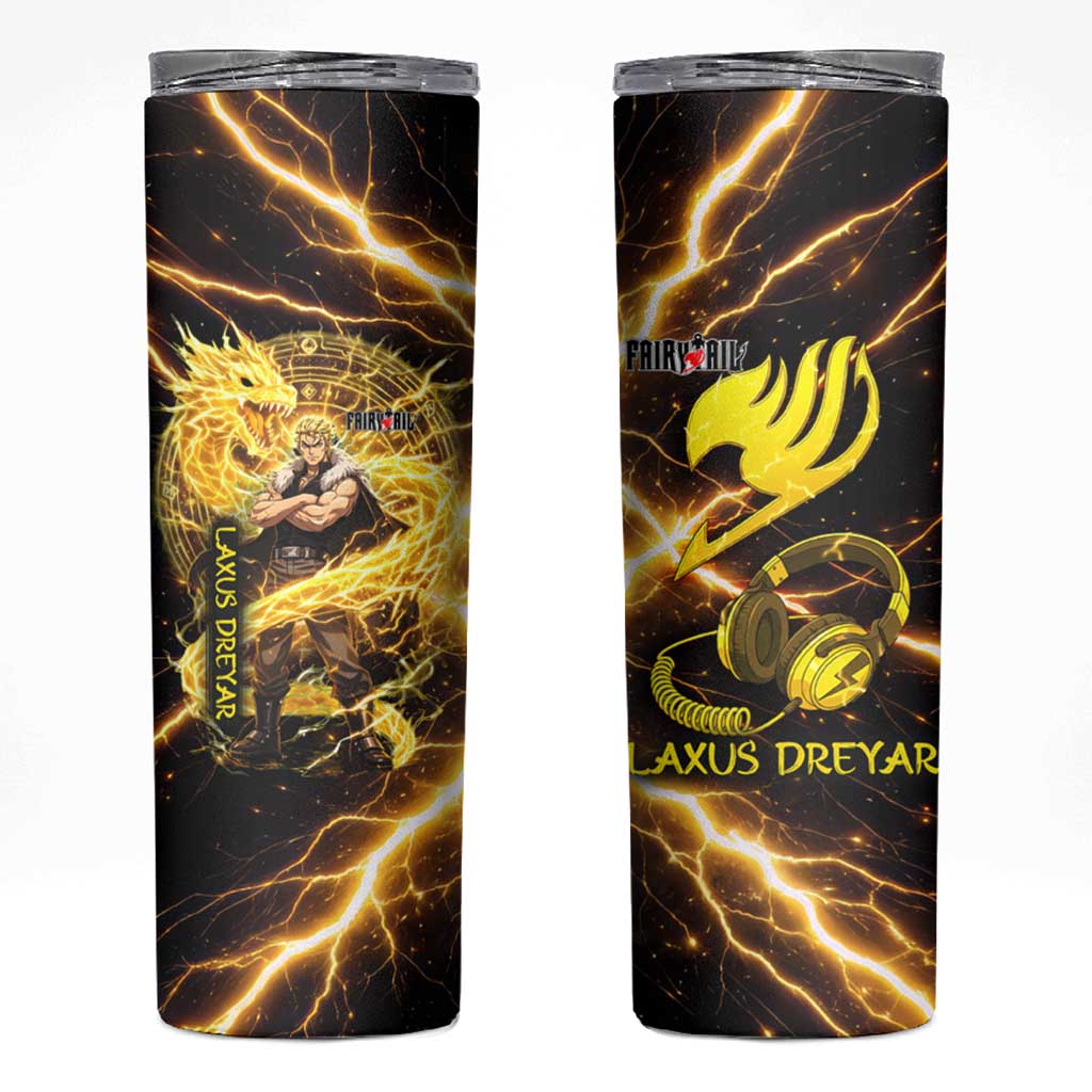Laxus Dreyar Fairy Tail Skinny Tumbler Lightning Dragon Anime Style with Electric Surge Visuals