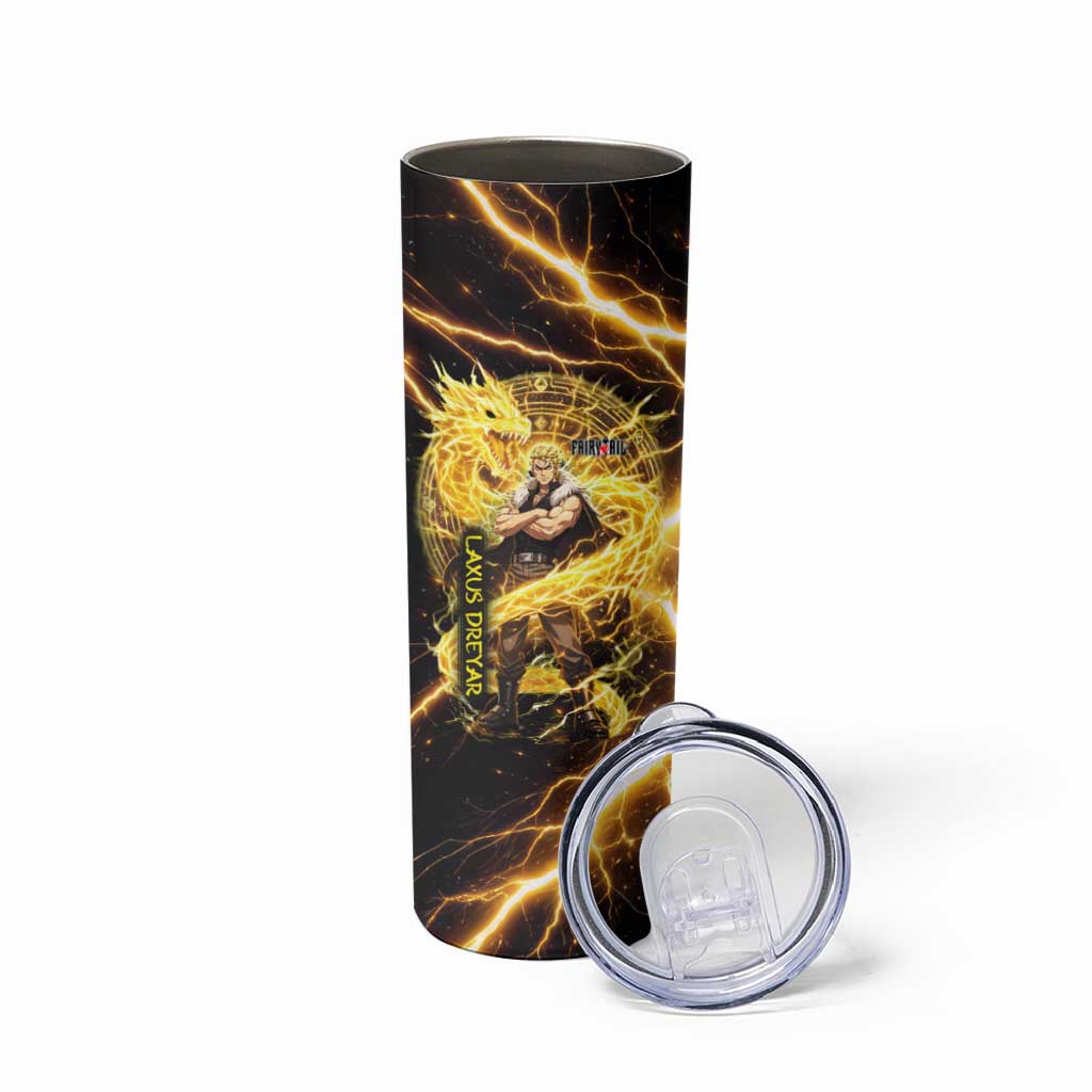 Laxus Dreyar Fairy Tail Skinny Tumbler Lightning Dragon Anime Style with Electric Surge Visuals
