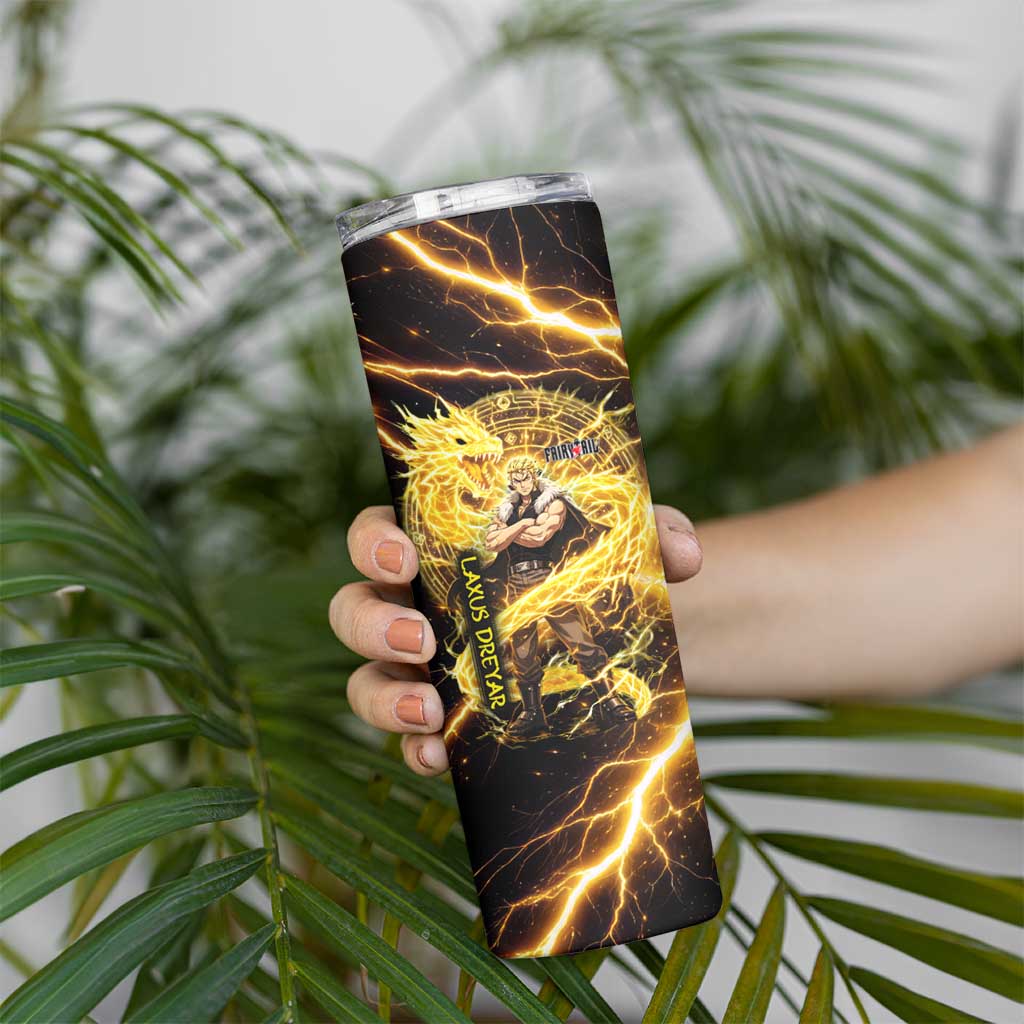 Laxus Dreyar Fairy Tail Skinny Tumbler Lightning Dragon Anime Style with Electric Surge Visuals