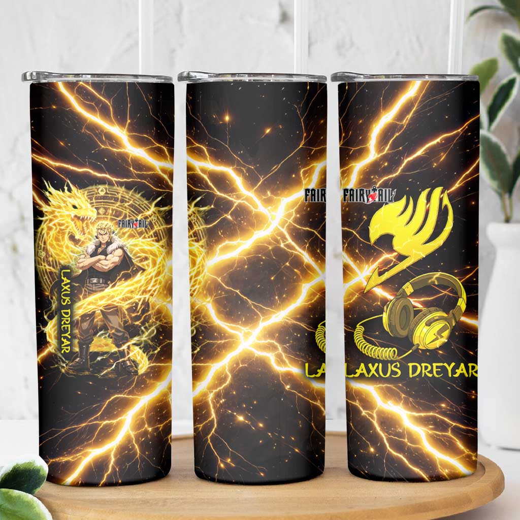 Laxus Dreyar Fairy Tail Skinny Tumbler Lightning Dragon Anime Style with Electric Surge Visuals