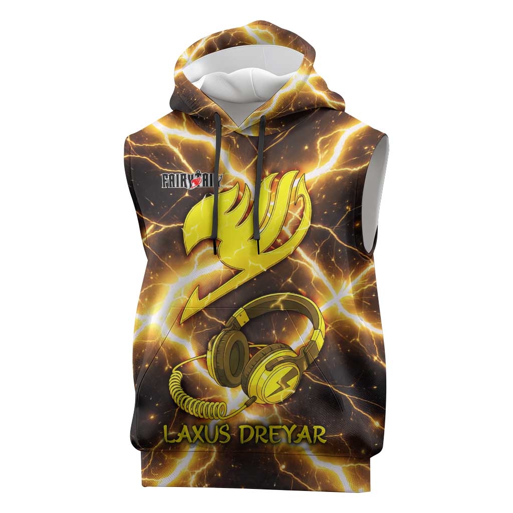 Laxus Dreyar Fairy Tail Sleeveless Hoodie Lightning Dragon Anime Style with Electric Surge Visuals