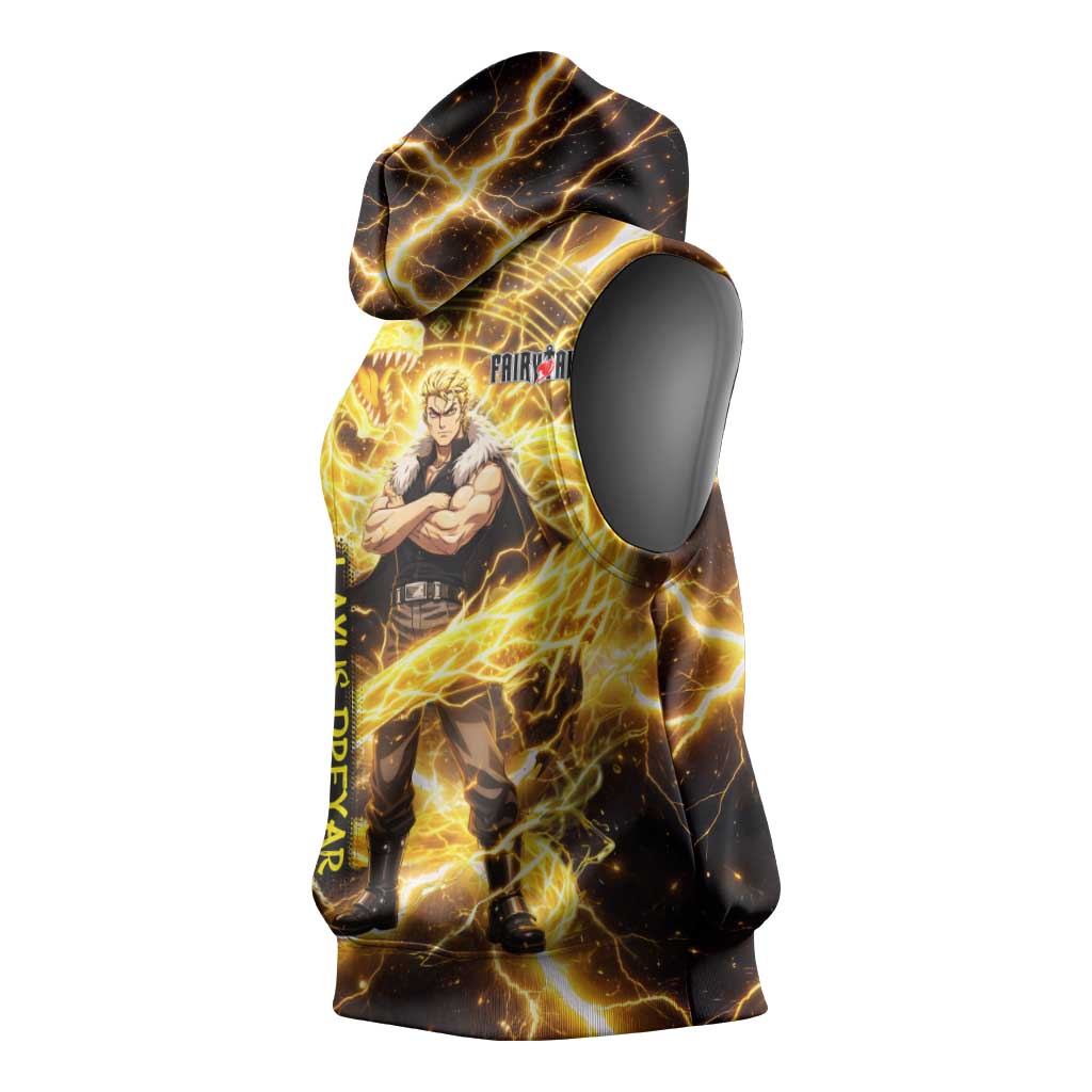 Laxus Dreyar Fairy Tail Sleeveless Hoodie Lightning Dragon Anime Style with Electric Surge Visuals