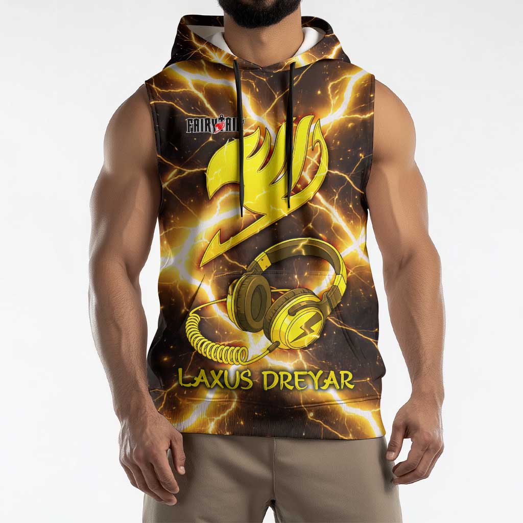 Laxus Dreyar Fairy Tail Sleeveless Hoodie Lightning Dragon Anime Style with Electric Surge Visuals