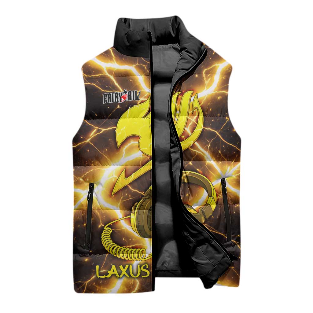 Laxus Dreyar Fairy Tail Sleeveless Puffer Jacket Lightning Dragon Anime Style with Electric Surge Visuals