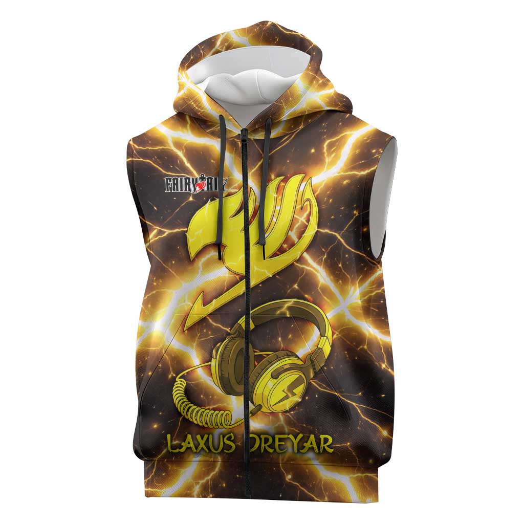 Laxus Dreyar Fairy Tail Sleeveless Zip Hoodie Lightning Dragon Anime Style with Electric Surge Visuals