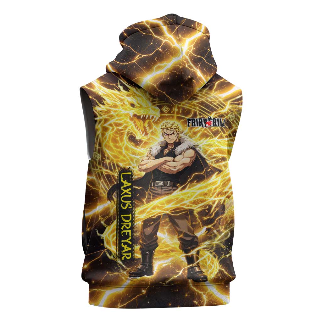 Laxus Dreyar Fairy Tail Sleeveless Zip Hoodie Lightning Dragon Anime Style with Electric Surge Visuals