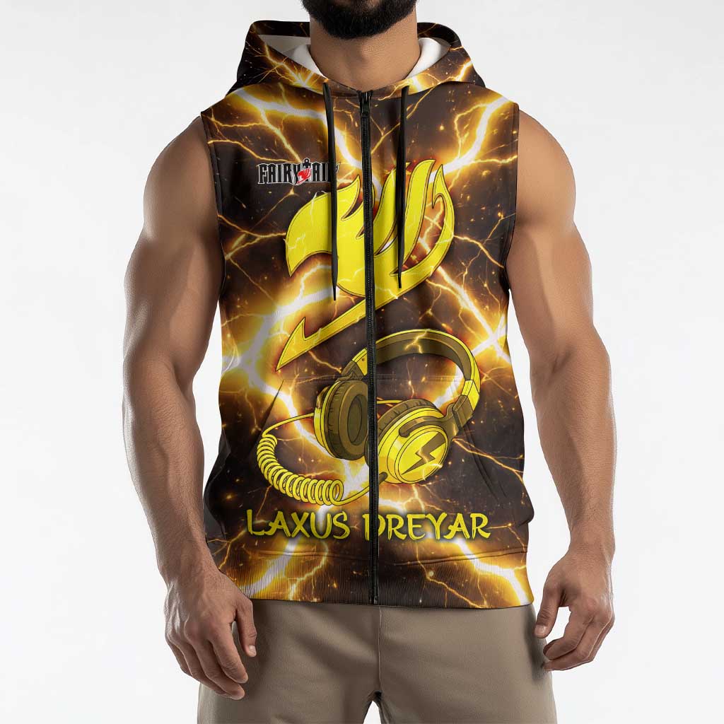 Laxus Dreyar Fairy Tail Sleeveless Zip Hoodie Lightning Dragon Anime Style with Electric Surge Visuals