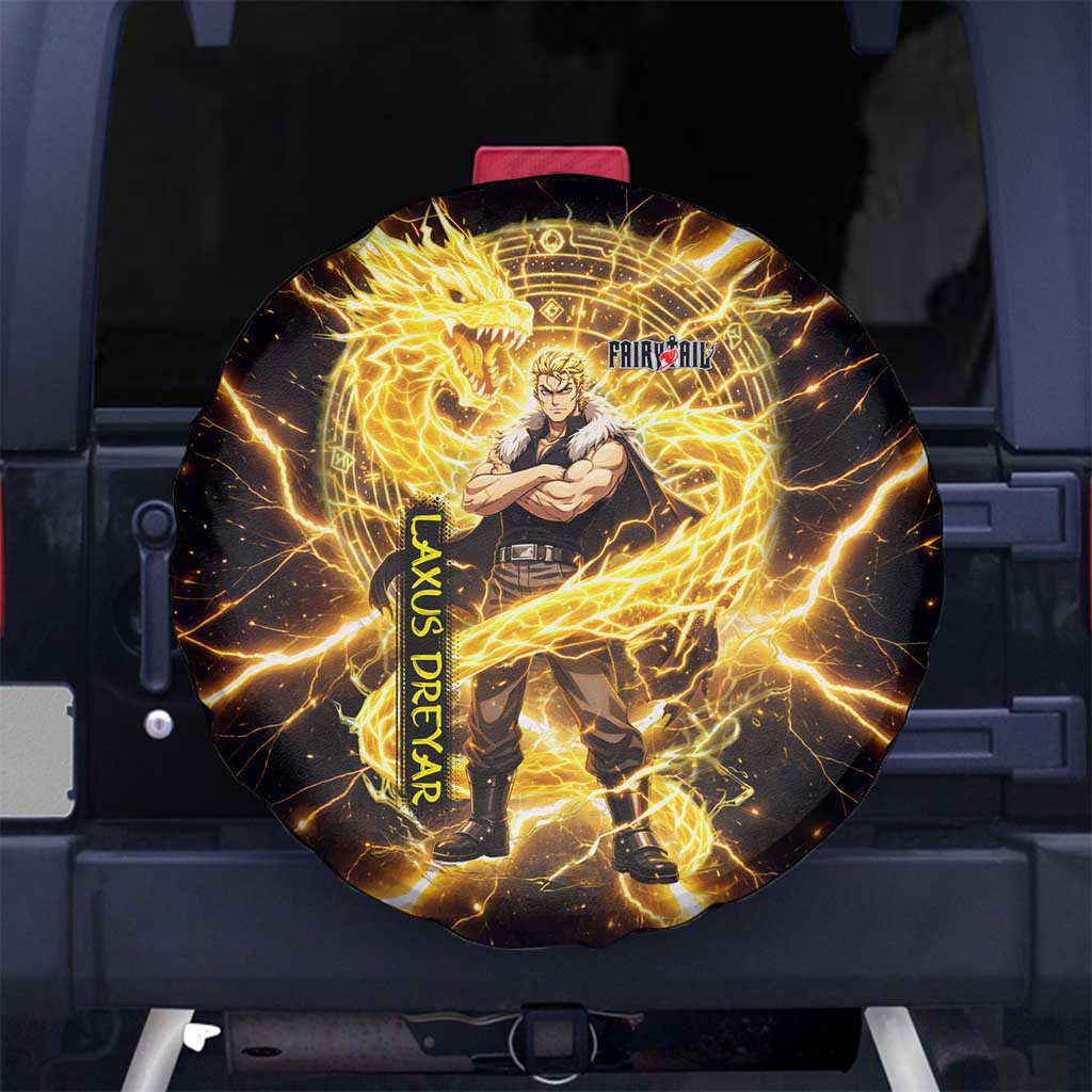 Laxus Dreyar Fairy Tail Spare Tire Cover Lightning Dragon Anime Style with Electric Surge Visuals