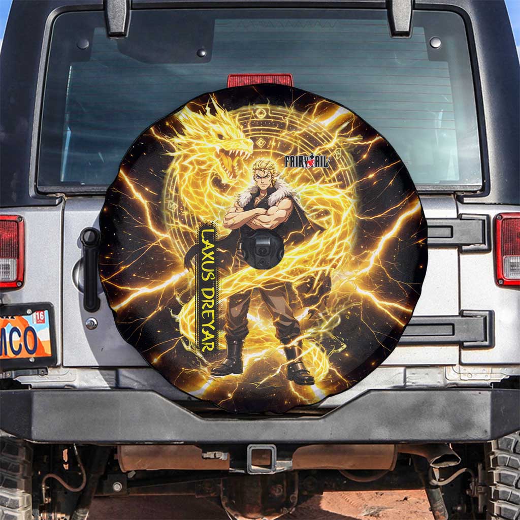 Laxus Dreyar Fairy Tail Spare Tire Cover Lightning Dragon Anime Style with Electric Surge Visuals