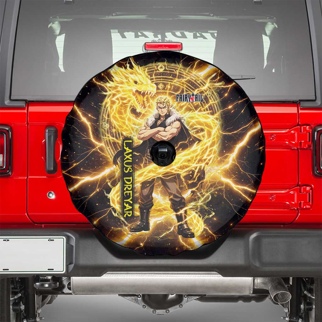 Laxus Dreyar Fairy Tail Spare Tire Cover Lightning Dragon Anime Style with Electric Surge Visuals