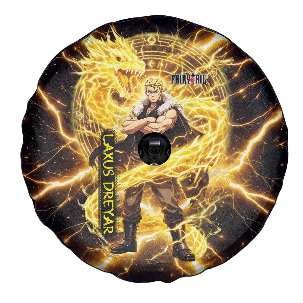 Laxus Dreyar Fairy Tail Spare Tire Cover Lightning Dragon Anime Style with Electric Surge Visuals