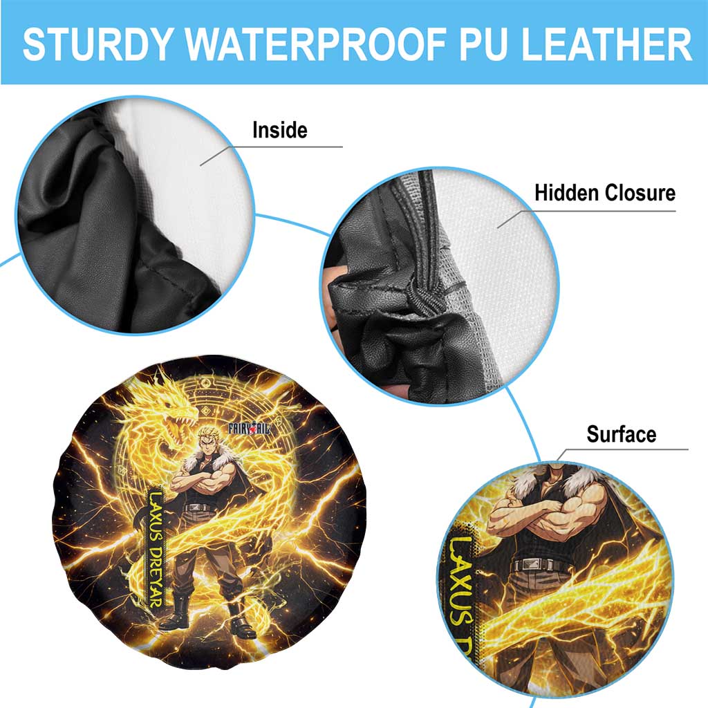 Laxus Dreyar Fairy Tail Spare Tire Cover Lightning Dragon Anime Style with Electric Surge Visuals