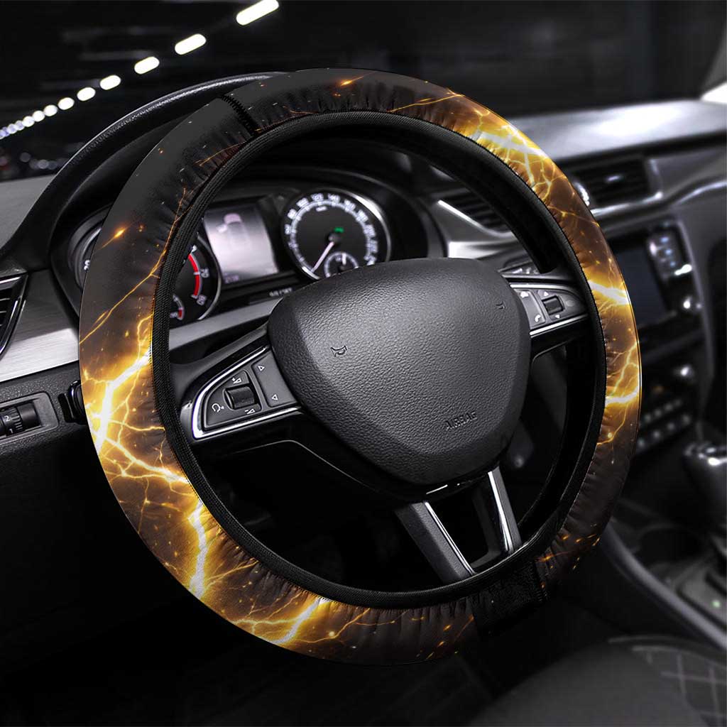 Laxus Dreyar Fairy Tail Steering Wheel Cover Lightning Dragon Anime Style with Electric Surge Visuals