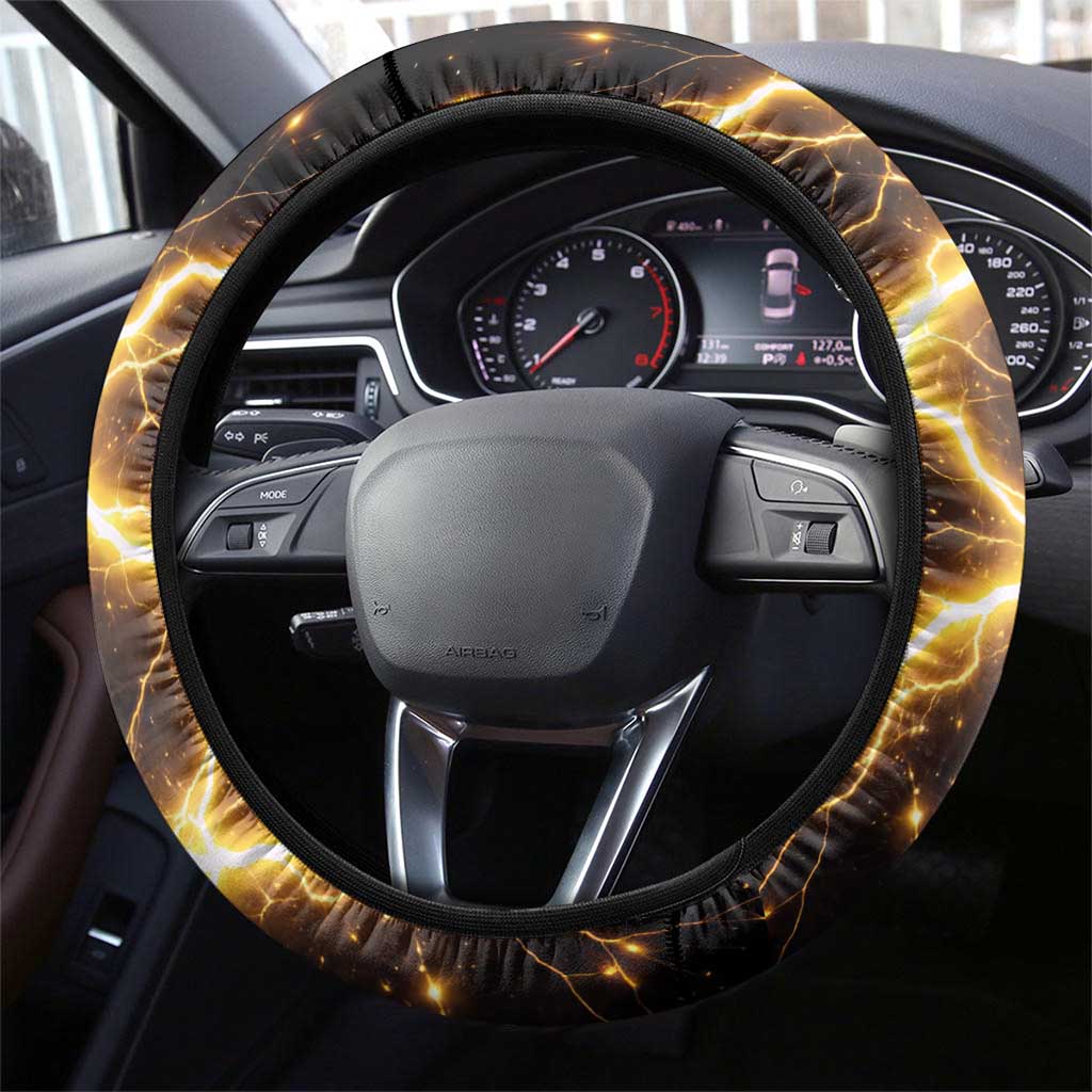 Laxus Dreyar Fairy Tail Steering Wheel Cover Lightning Dragon Anime Style with Electric Surge Visuals