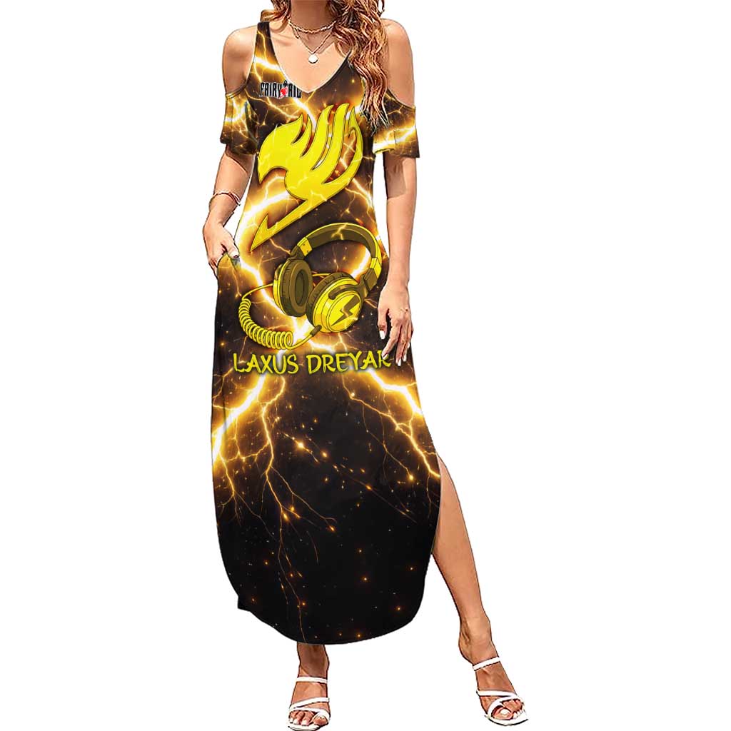 Laxus Dreyar Fairy Tail Summer Maxi Dress Lightning Dragon Anime Style with Electric Surge Visuals