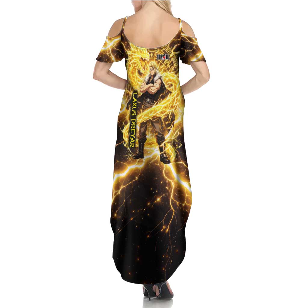 Laxus Dreyar Fairy Tail Summer Maxi Dress Lightning Dragon Anime Style with Electric Surge Visuals