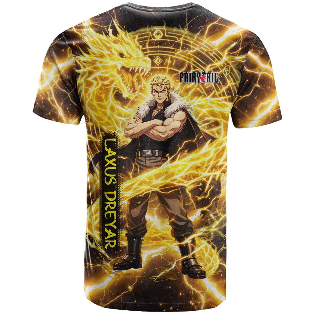 Laxus Dreyar Fairy Tail T Shirt Lightning Dragon Anime Style with Electric Surge Visuals