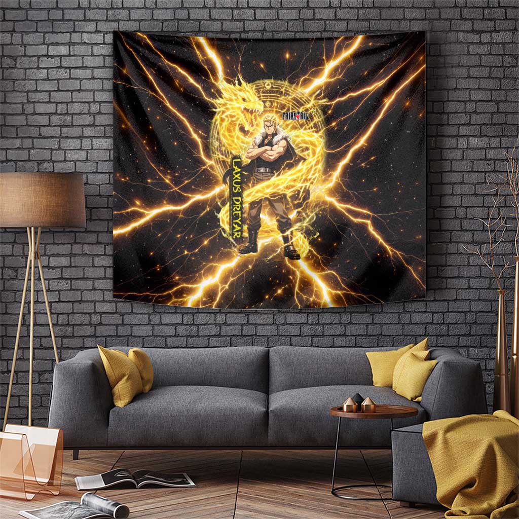 Laxus Dreyar Fairy Tail Tapestry Lightning Dragon Anime Style with Electric Surge Visuals