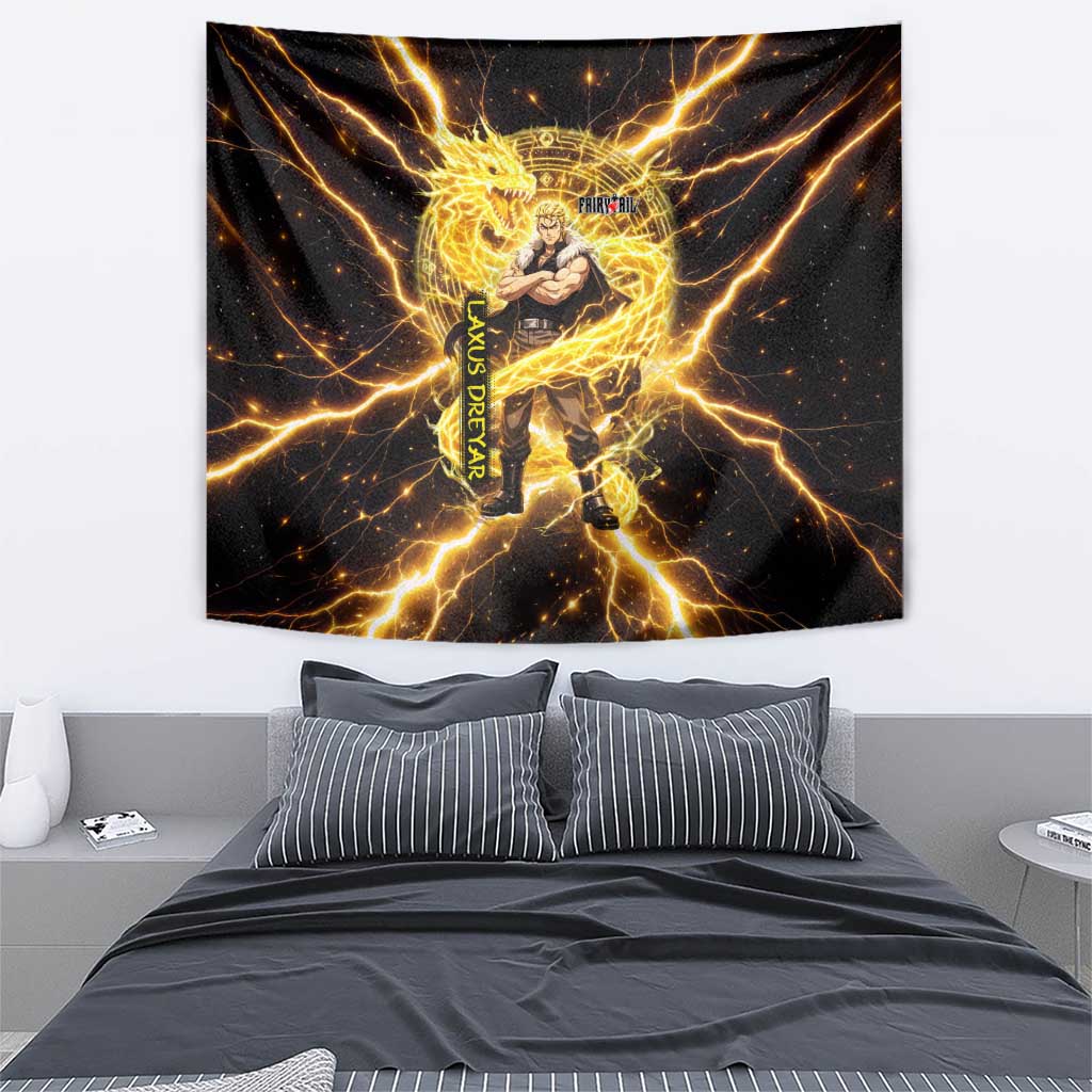 Laxus Dreyar Fairy Tail Tapestry Lightning Dragon Anime Style with Electric Surge Visuals