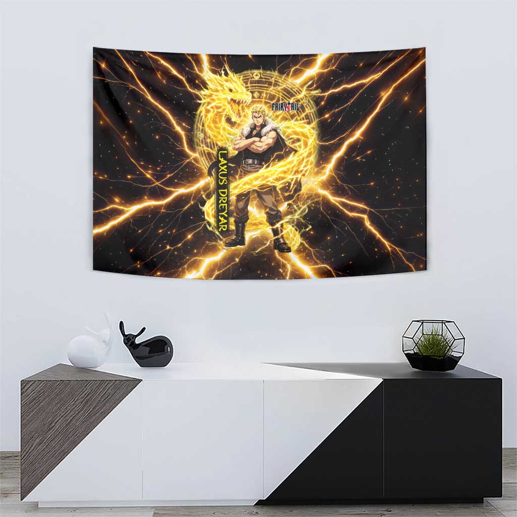 Laxus Dreyar Fairy Tail Tapestry Lightning Dragon Anime Style with Electric Surge Visuals