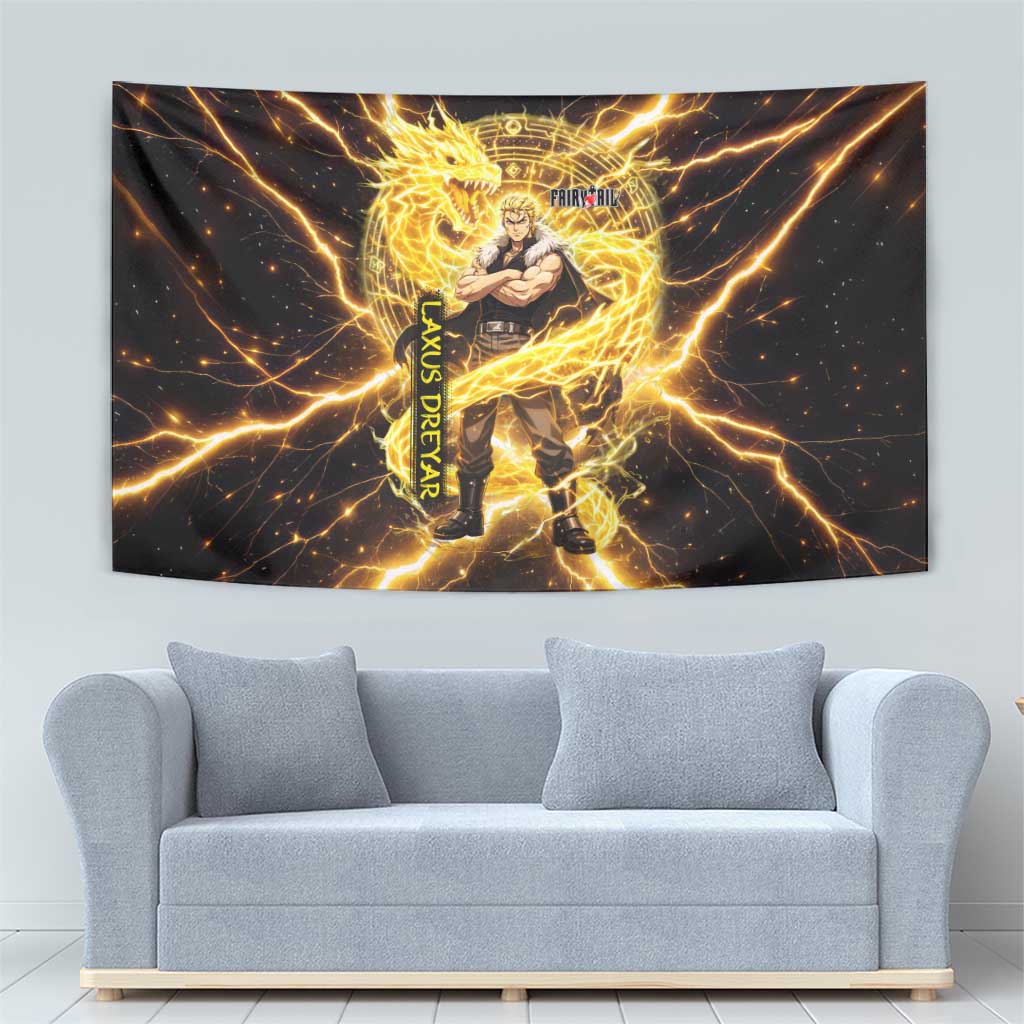 Laxus Dreyar Fairy Tail Tapestry Lightning Dragon Anime Style with Electric Surge Visuals