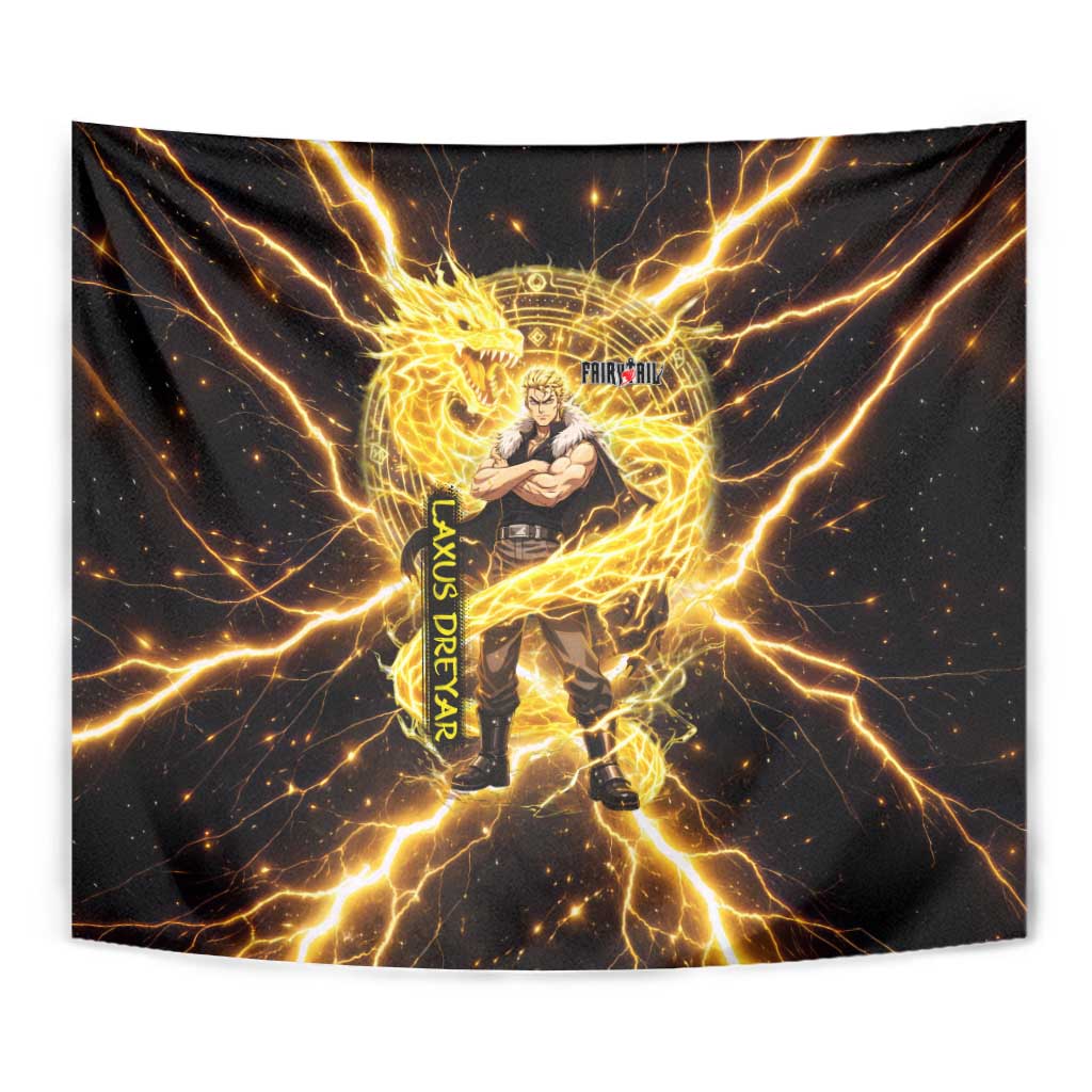Laxus Dreyar Fairy Tail Tapestry Lightning Dragon Anime Style with Electric Surge Visuals